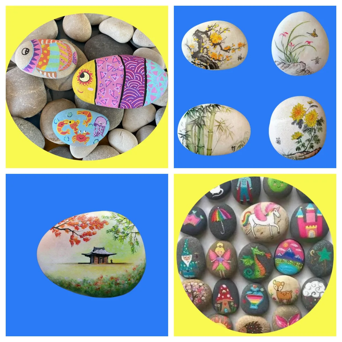 Pebbles teach children the art of creative pebble art and crafts by painting pebbles in stone educational toys