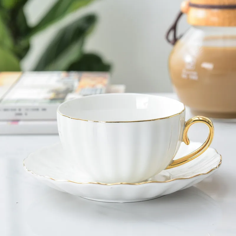 
Coffee Cups and Saucers with Gold Trim Cappuccino Cups Ceramic cup 