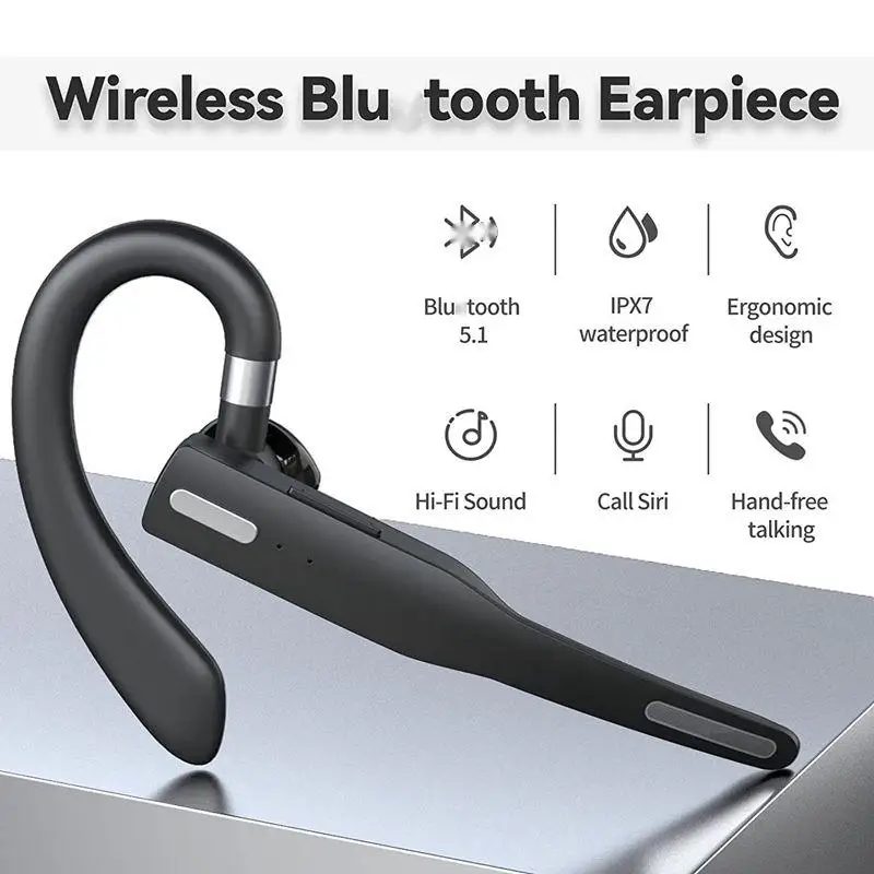 YYK-525 Single Ear Headset Wireless Ear Hook Earpiece Hands-Free HD Call Headphone Earphone with Mic for Driving Business Office