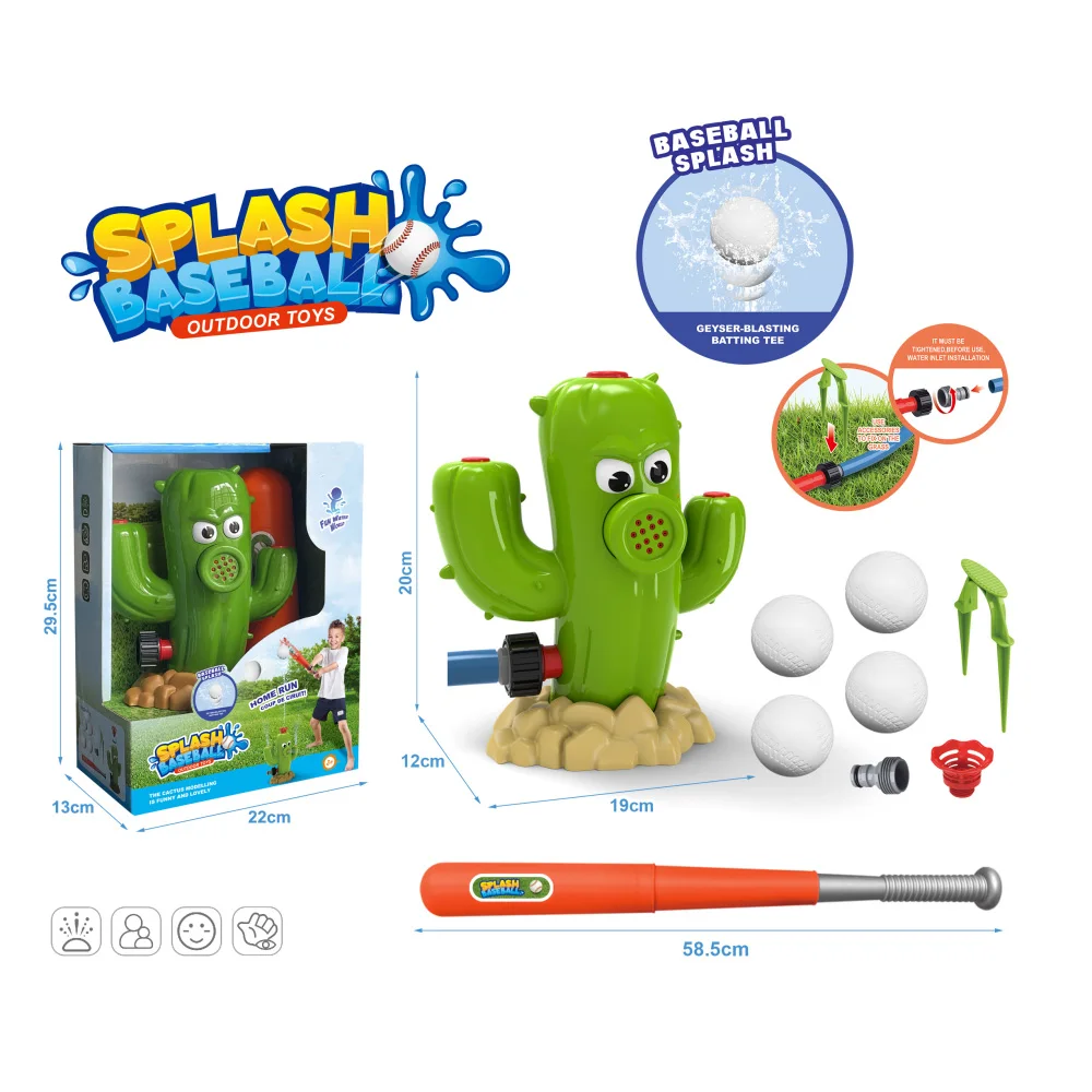 Creativity Garden Tee Ball Set Water Sprinkler Toys Summer Outdoor Water Spray Sprinkler Toys Backyard Lawn Baseball Play Toy