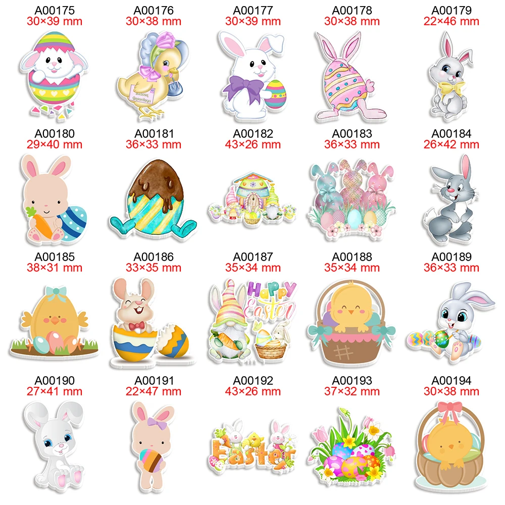 Happy Easter Rabbit Cartoon Printed Planar Resin Flatback 50pcs/lot for DIY Bow Craft Supplies Phone Decorations
