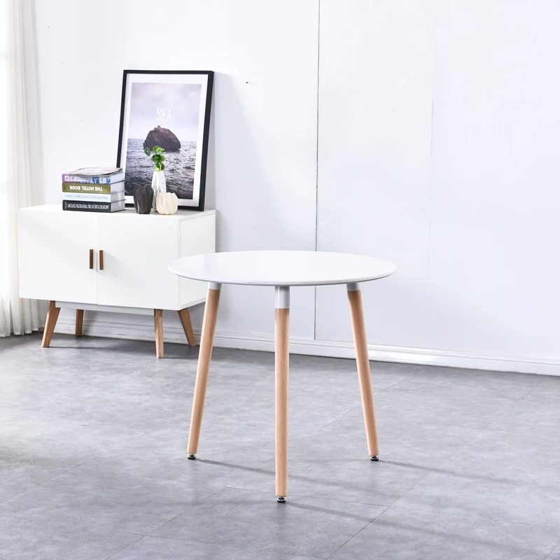 
New Designed modern MDF Round dining room table with wood legs 