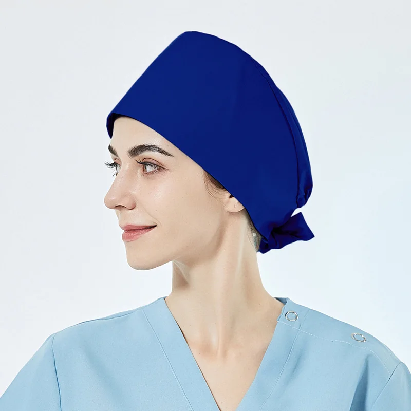 Pattern Logo Custom Support 100% Breathable Pure Cotton Surgical Nurse Hat Unisex Dental Hospital Scrub Caps