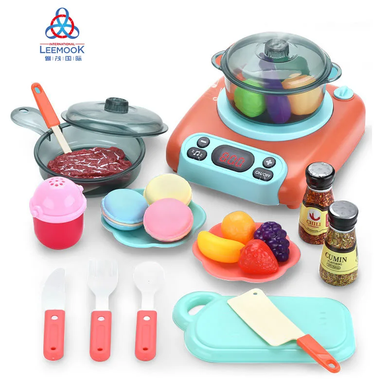 Leemook  mini cookware kids children happy spray kitchen play  house cooking fruit food toys kitchen set for kid cooking small