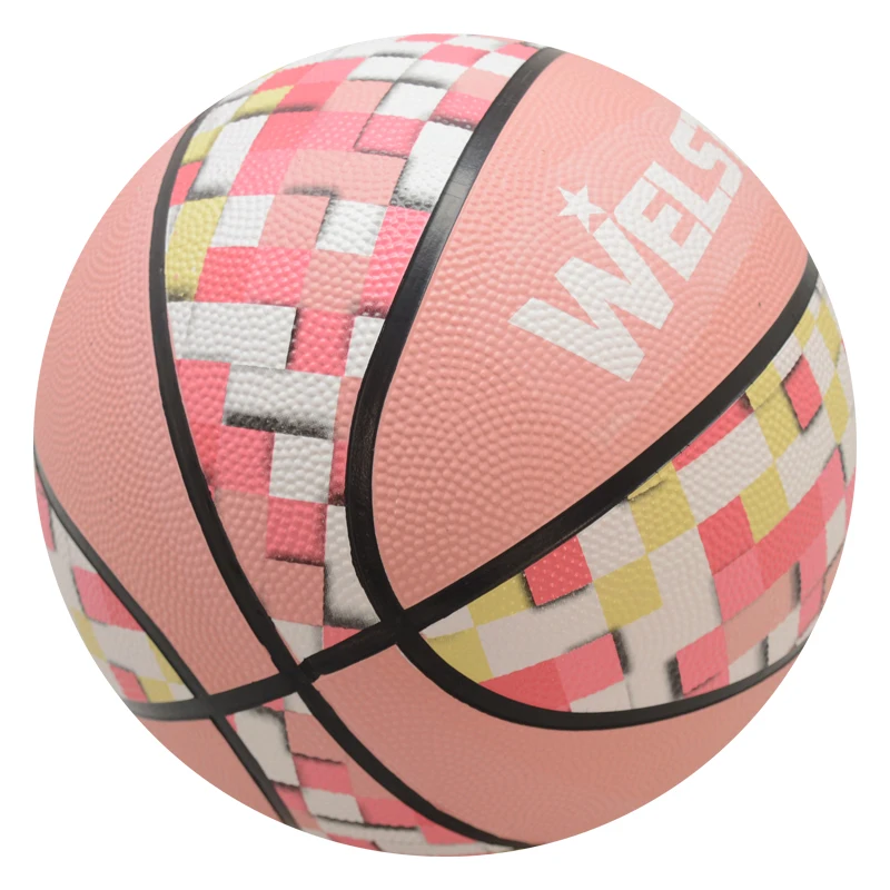 New design Size 7 rubber basketball ball with flat channel wholesale with custom logo printing
