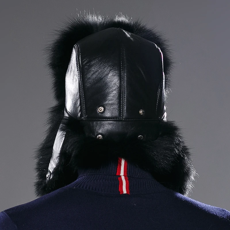 Custom Winter Earflap Hat Men Real Fur Trapper Hats Russia Ushanka Bomber Cap Protect Ear Warm Enough Raccoon Fur Trooper Hat