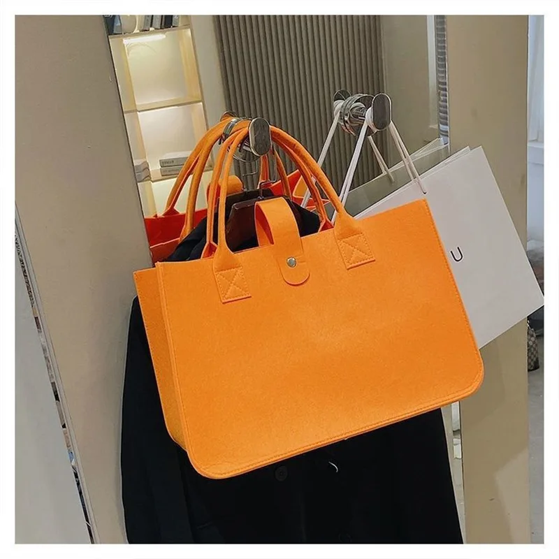 New Fashion Wholesale Felt Storage Bag Eco Friendly Grocery Basket Women Felt Tote Bag Handbags Wool Felt Shopping Bag