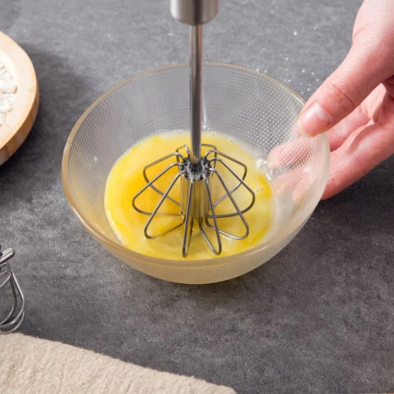 Hand Pressure Semi-automatic Egg Beater Stainless Steel Kitchen Accessories Tools Self Turning Cream Utensils Whisk Manual Mixer