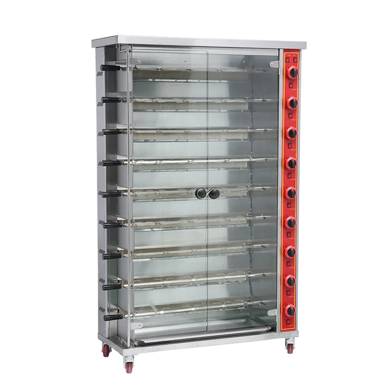Large Capacity 9 Rods Electric Rotisserie Oven Chicken Grill Duck Roaster Commercial Kitchen Machine Roast Chicken Restaurant
