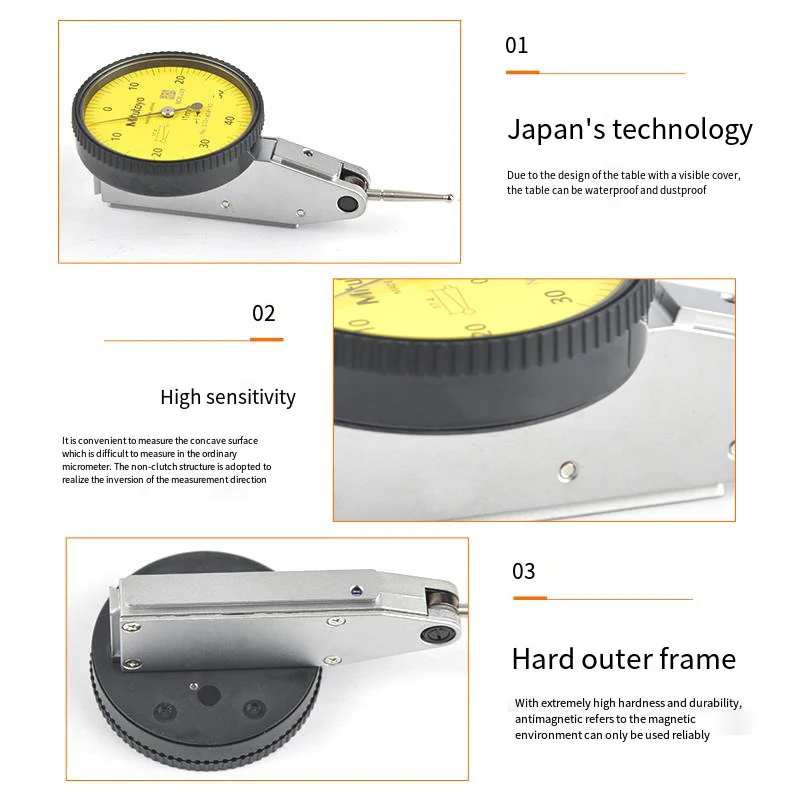 High Quality Miniature Function Mechanical Types Of Dial Gauge Test Lever Indicator With 0-0.8mm Meter Precise 0.01