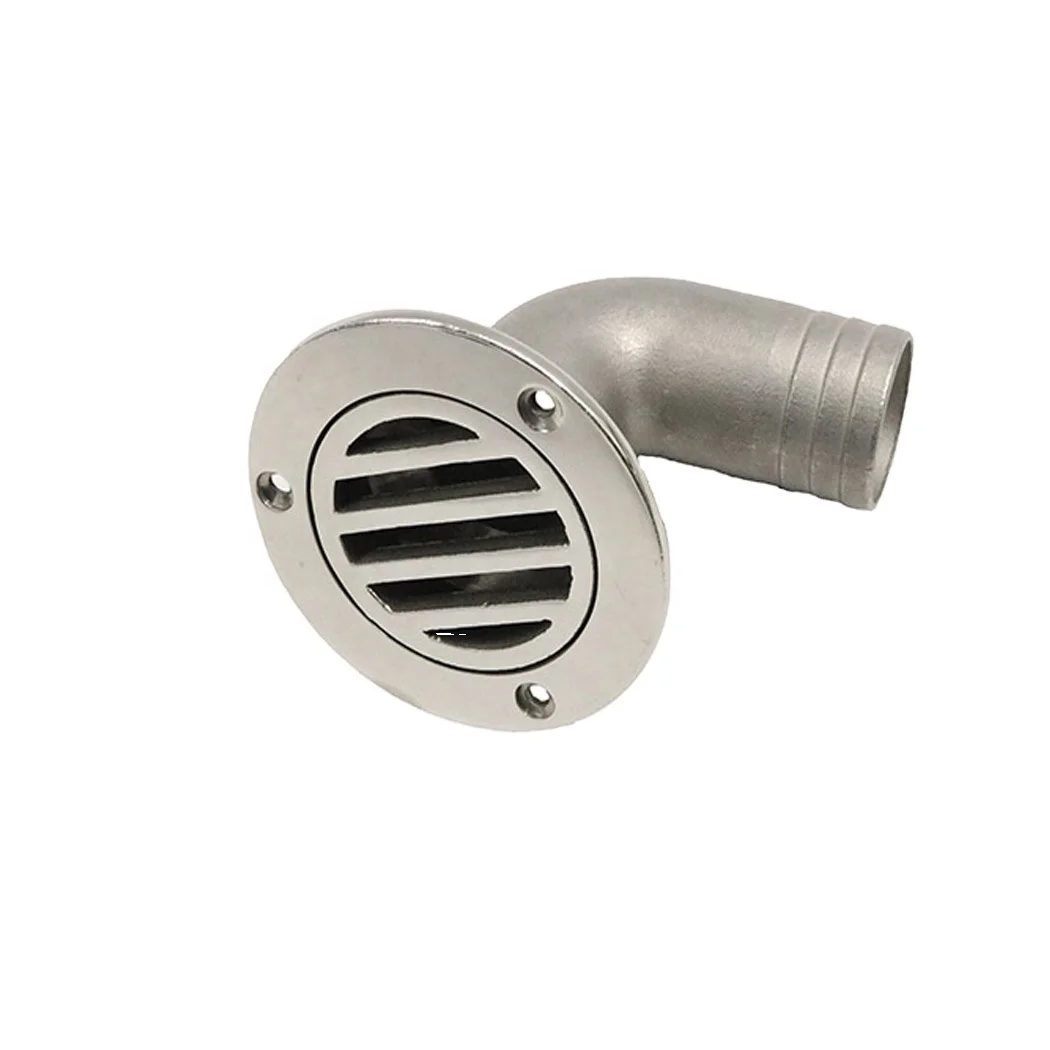 Factory Wholesale Stainless Steel 90 Degree Floor Boat Deck Drain with 3 Screws Scupper Marine Deck Drain