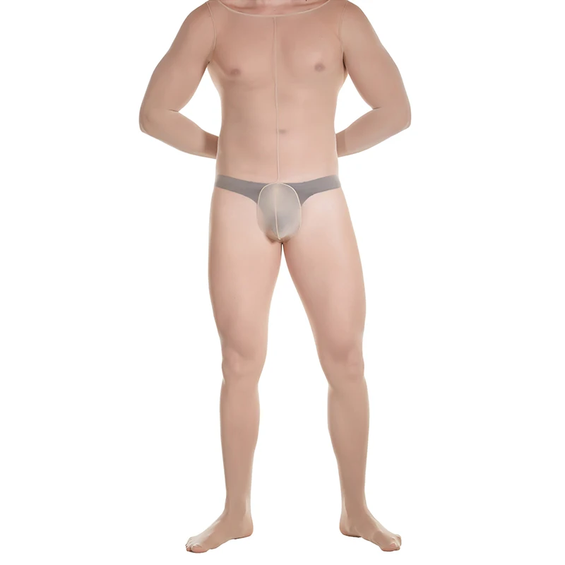 In Stock Male Long Sleeve Full Body Pantyhose Transparent Closed Toe Pantyhose Bodysuit Pouch Bodystocking For Men