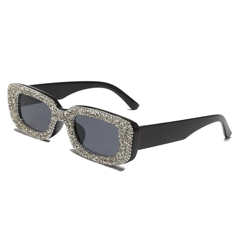 Qsky Sea street take pictures for small faces small frame square glasses diamond rhinestone vintage oval uv400 shades sunglasses