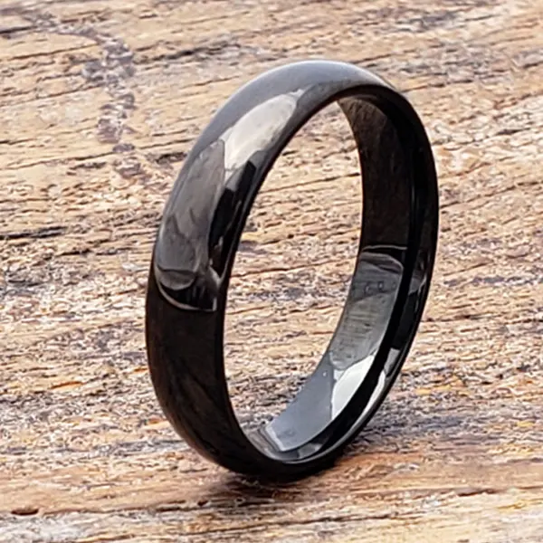 Wholesale Simple 2mm 4mm 6mm 8mm Dome Polish Black Tungsten Carbide Rings for Boy Girl Promise Ring