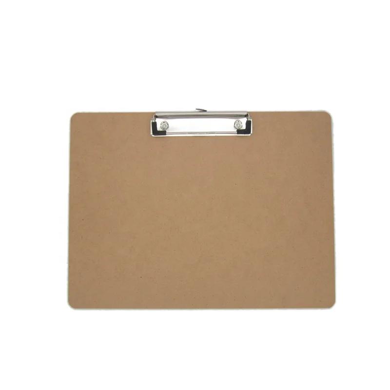 A4 letter size horizontal recycled hardboard clipboard MDF clipboard with low profile clip for office
