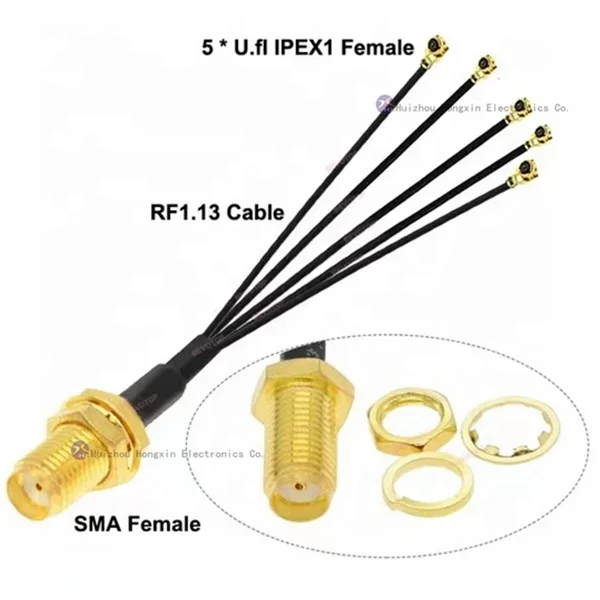 Low Lose 5g Wifi F 4 In 1 Rg178 Cable F Female /Sma Female To 4*Sma Male/ Ipex U.Fl Connector Rf Splitter Coaxial Cables