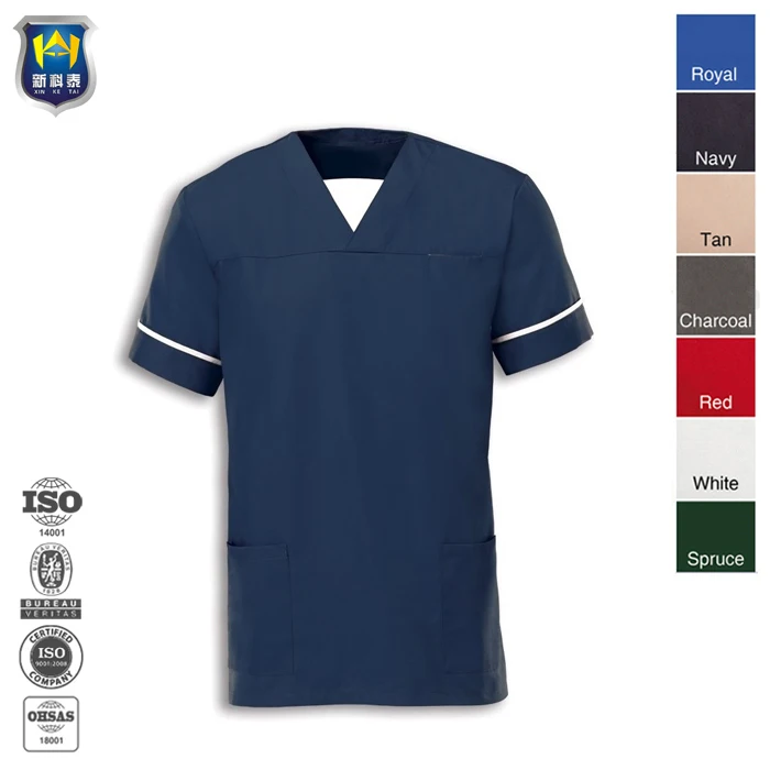 OEM Custom Embroidery Logo Burgundy 2 Pieces Nursing Hospital Uniforms Short Sleeve Nurse Medical Scrubs Uniforms Sets for Women