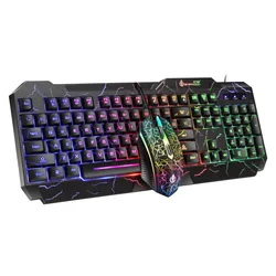 USB Gaming Keyboard And Mouse Set Rgb Rainbow Backlight Gamer Keyboard Mouse Combo