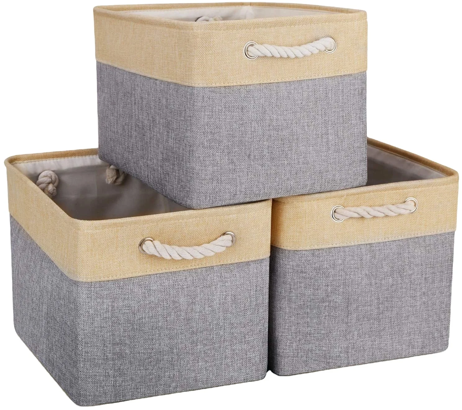 Collapsible Canvas Storage Bins for Toys Shoes Decorative Cloth laundry Baskets Boxes for Organizing w/Handles