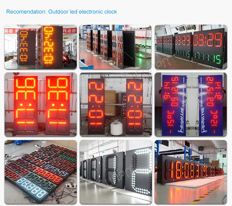 Professional Customized Large Outdoor Digital Clock with Waterproof Billboard LED Clock Thermometer and Date Display
