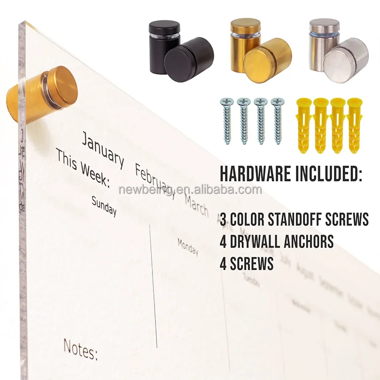 Custom Acrylic Family Weekly Planner Personalized Monthly Calendar Dry Erase Board For Wall