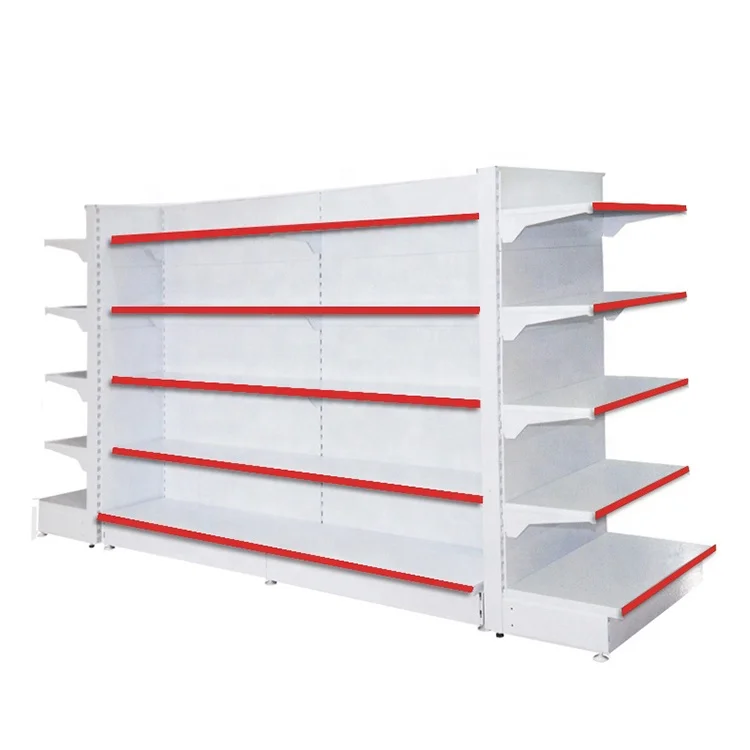 Heavy duty ordinary back plate single side metal display supermarket open shelf