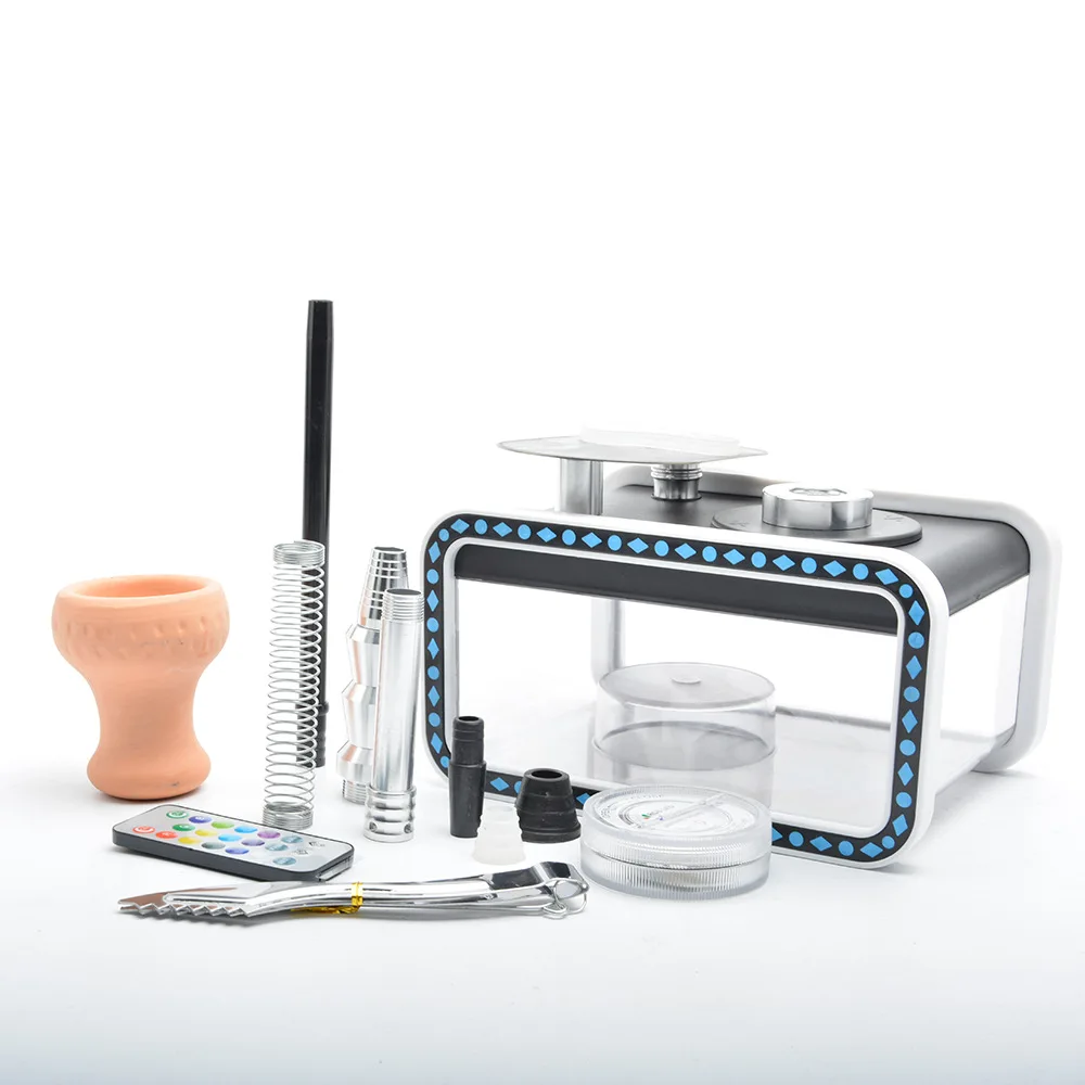 Arab Hookah Set Factory Direct Finished Product Customization Single Hose Square Acrylic Hookah Shisha With Led