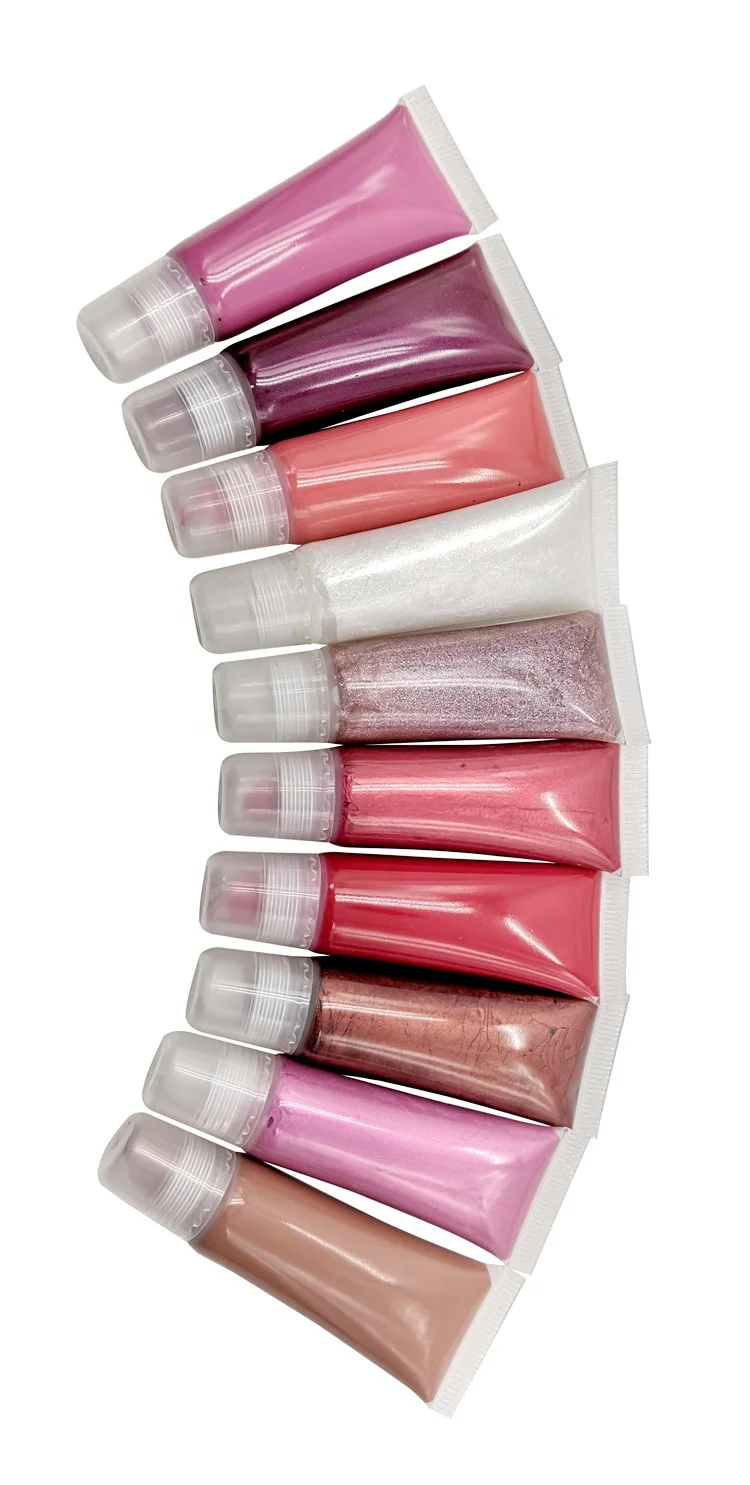 
Vegan Cute White Glitter Wholesale Custom Clear Make Your Own Private Label Squeeze Tube Lip Gloss 