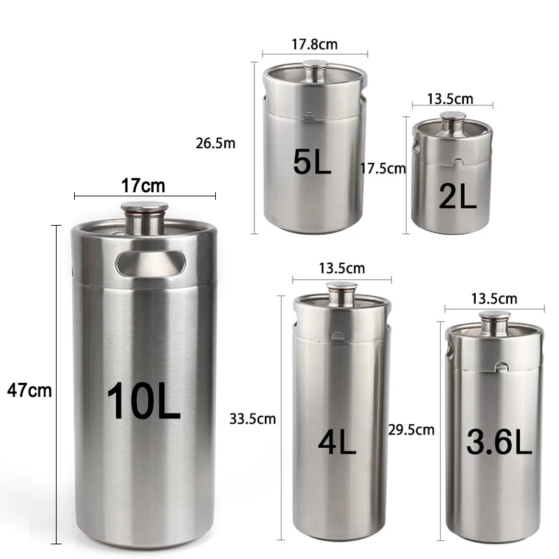 Bar Home Brew Stainless Steel Portable 2 L 5 Liter 10 L Draft Mini Beer Kegs dispenser
