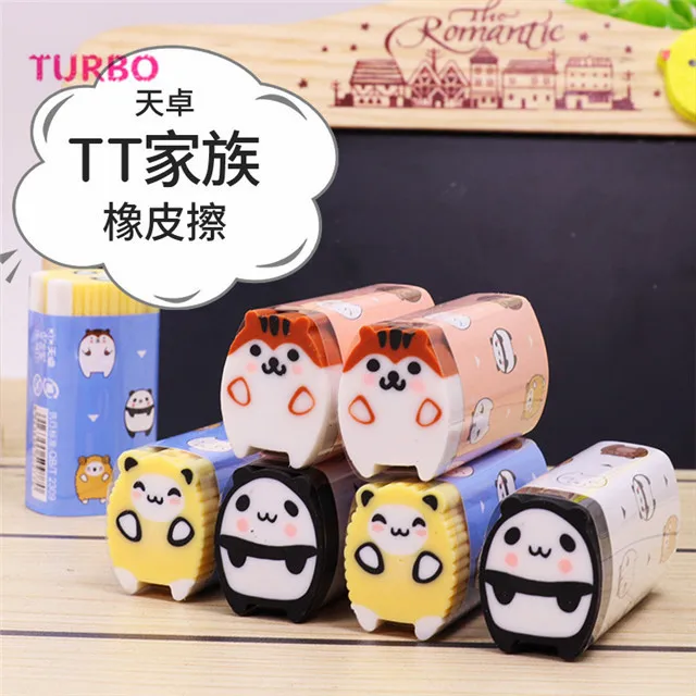 
Good Quality School Supplies stationery children promotional gift cute panda design waist eraser rubber erasers 