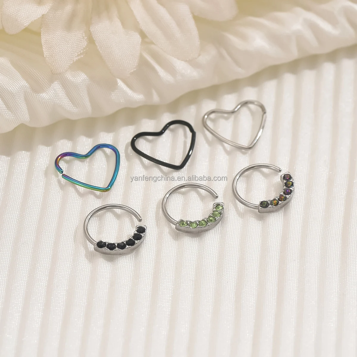 6 /12 Pieces of Classic Stainless Steel Low Allergy Nose Ring Clip Hinge Cartilage Earring Piercing Jewelry