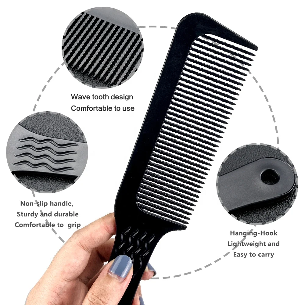 CestoMen Salon Tools Hair Accessories Men Hair Cutting Clipper Trimmer Comb Wave Teeth Level Cutting Plastic Barber Flattop Comb