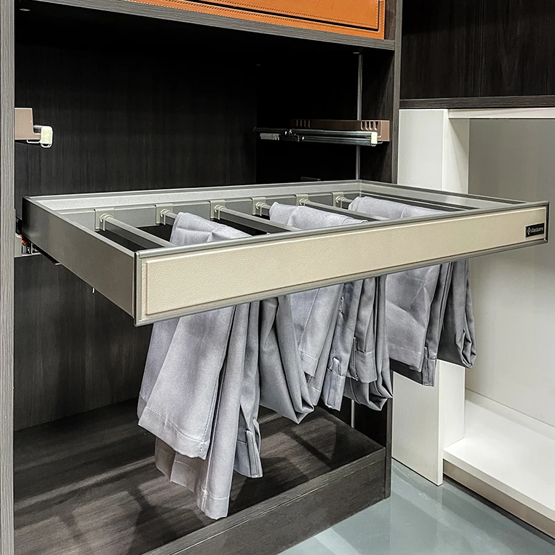 New Wardrobe Accessories Pull Out Trouser Clothes Pants Rack Hanger Organizer Aluminum Pant & Skirt Hangers