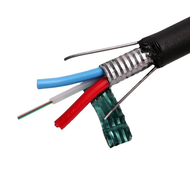 High Quality 4 Cores Single-Mode Armored Fiber Optic Cable Outdoor with Power Cable