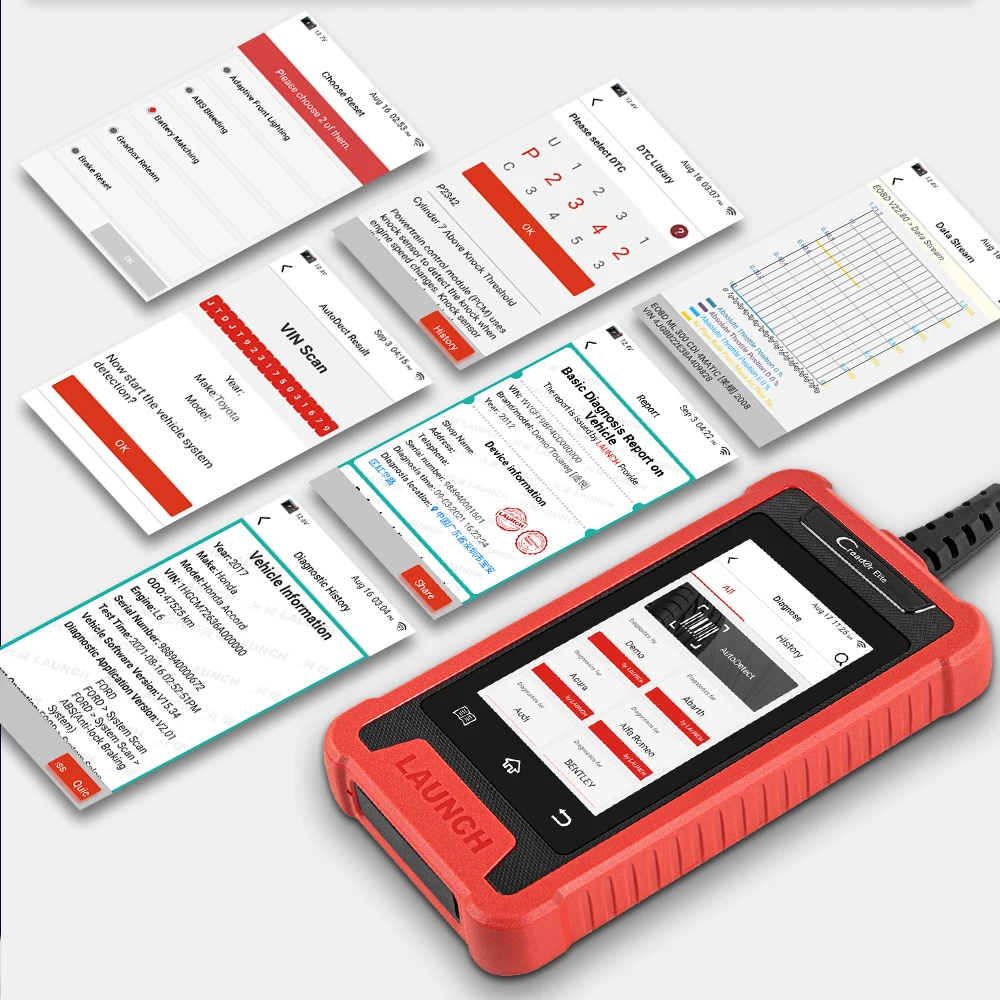 LAUNCH CRE205 OBD2 Automotive Scanner ABS SRS OBD2 Scanner 5 Reset Functions Car Diagnosis PK CR619 OBD 2 Diagnostic Scanner