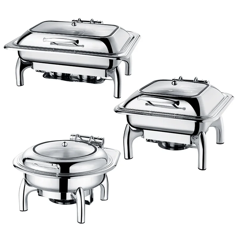 Commercial Hotel Restaurant Insulated Stainless Steel Electric Buffet Stove 9L Square Pot Tableware for Breakfast Furnace Heated