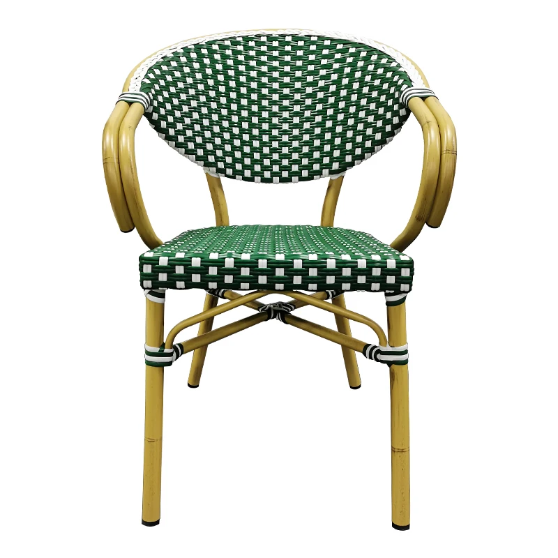 Romantic French bistro aluminum outdoor restaurant Rattan Garden table and chairs