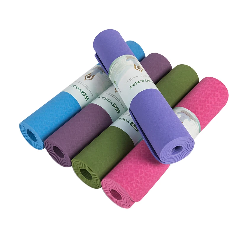 Custom 80cm width 6mm 8mm eco friendly gym exercise bodybuilding mat double side anti slip TPE yoga pilates mat