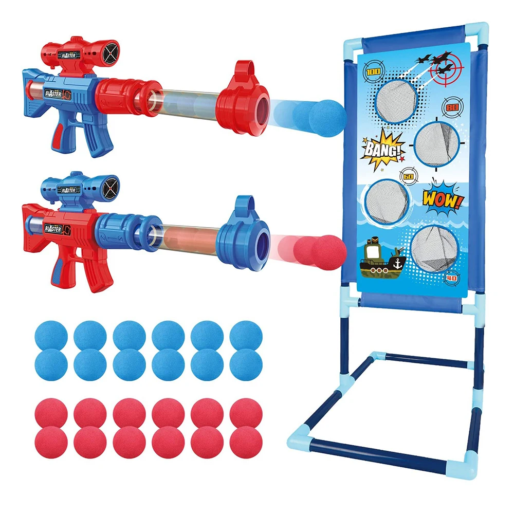 2021 New Style Outdoor indoor sports toys Kids Shooting Game set Foam Ball Popper Air Toy Guns with Stand Target
