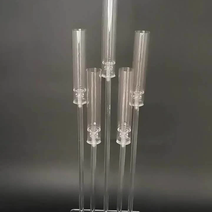Wholesale 5 Head Square base Candlestick Crystal Acrylic Candle Holders Candelabra Table Wedding Centerpieces
