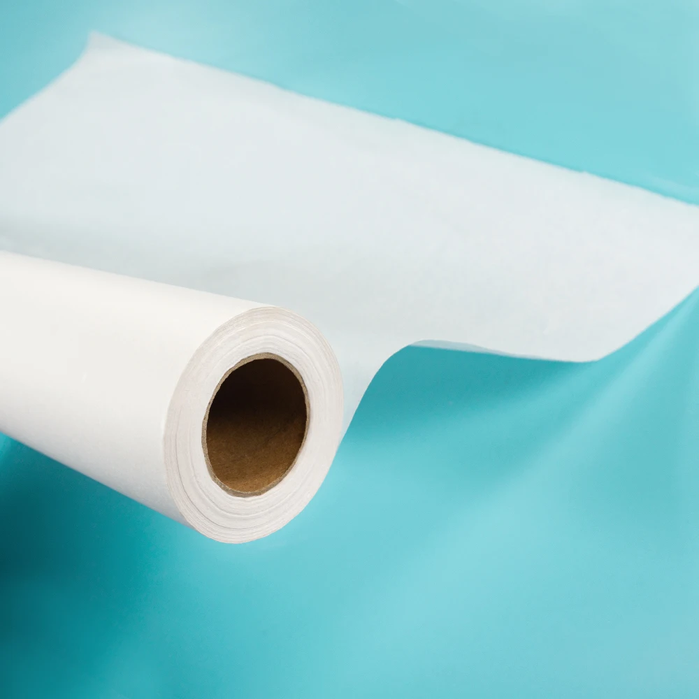 18 X 225 Smooth Texture Medical Exam Table Couch Paper Roll for Stretcher White Flat Sheet Grade a FUMO, OEM 15-20 Days Everyday