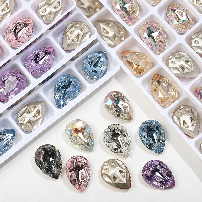 SZ 10*14mm Drop Crystal Rhinestone K9 Glass Diamond Nail Art Clothes Accessories Stones For DIY Wedding