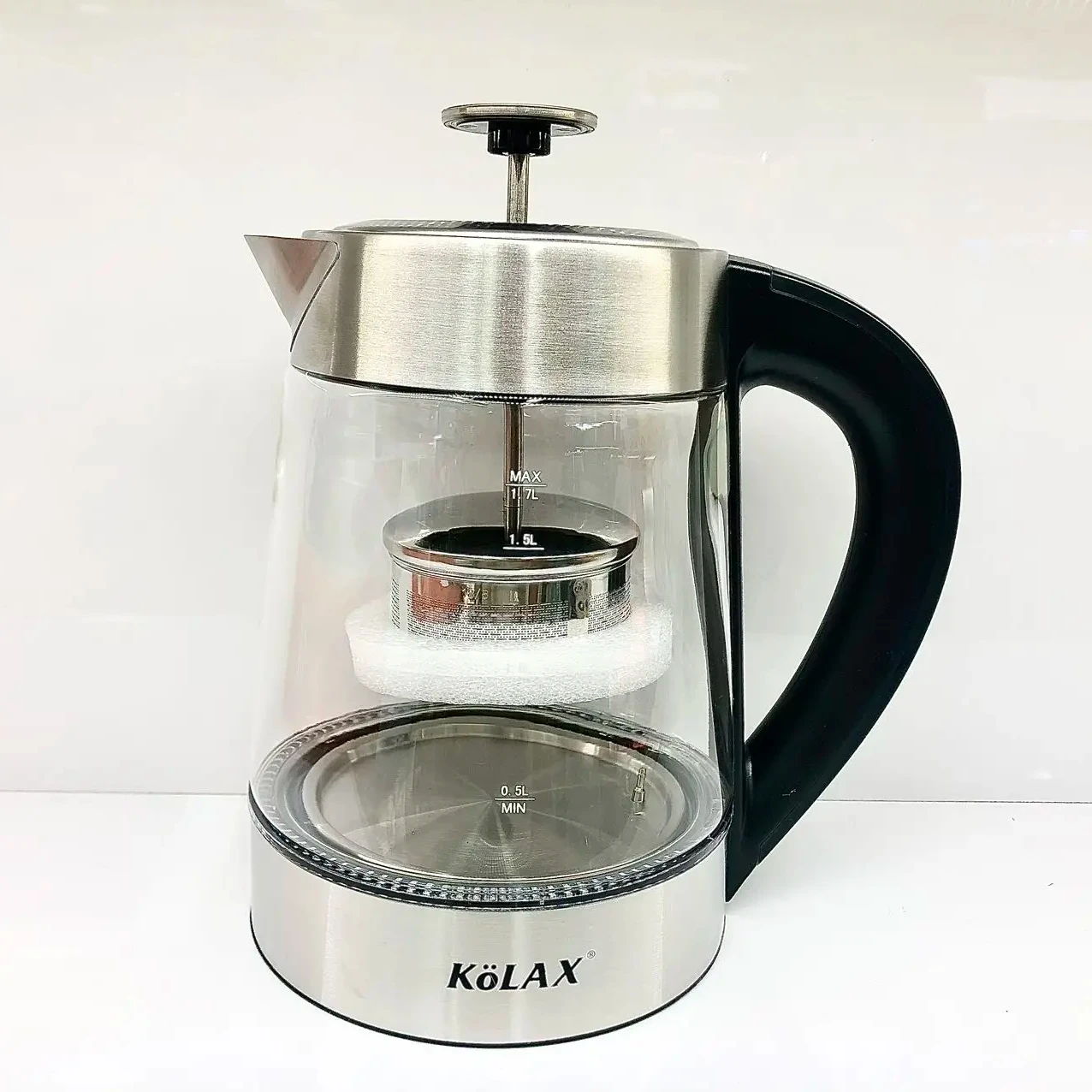 Kolax 1.7L smart glass dual use of boiling water and steaming tea digital temperature control kettle