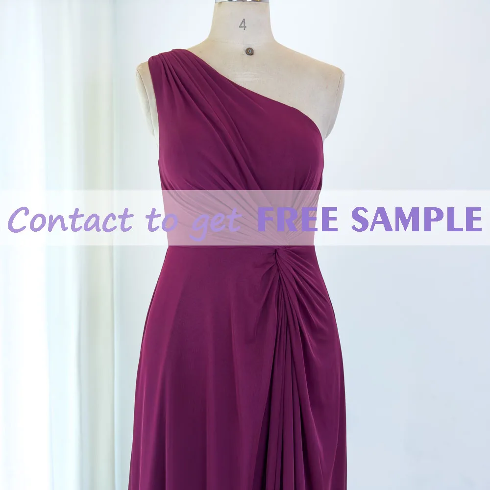 TEENYEE Casual single shoulder Pleated mesh Leg Slit Evening Dress Big Size bridesmaid Gown prom Dresses 2024
