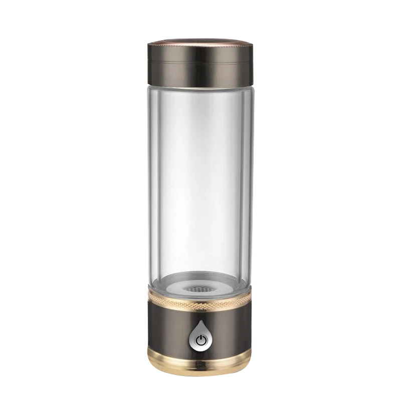 350ml USB Rechargeable Water Bottle Electrolysis Ionizer Cup Hydrogen Cup with Zinc Alloy Lid and Base 3rd Generation