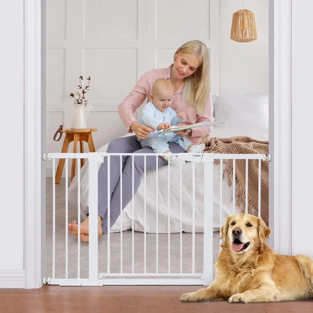Hot sale Easy Step 38.5-Inch Wide Walk Thru Baby Gate, Includes 6-Inch Extension Kit Pressure Mount Kit Wall Cups and Mounting
