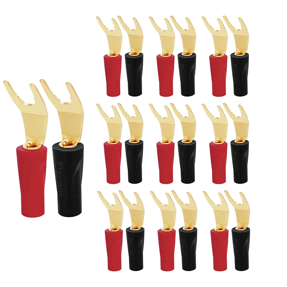 Hifi Speaker Electroplating Nickel-free Gold Male Connector Audio Phono Y Spade Plug Terminals Banana