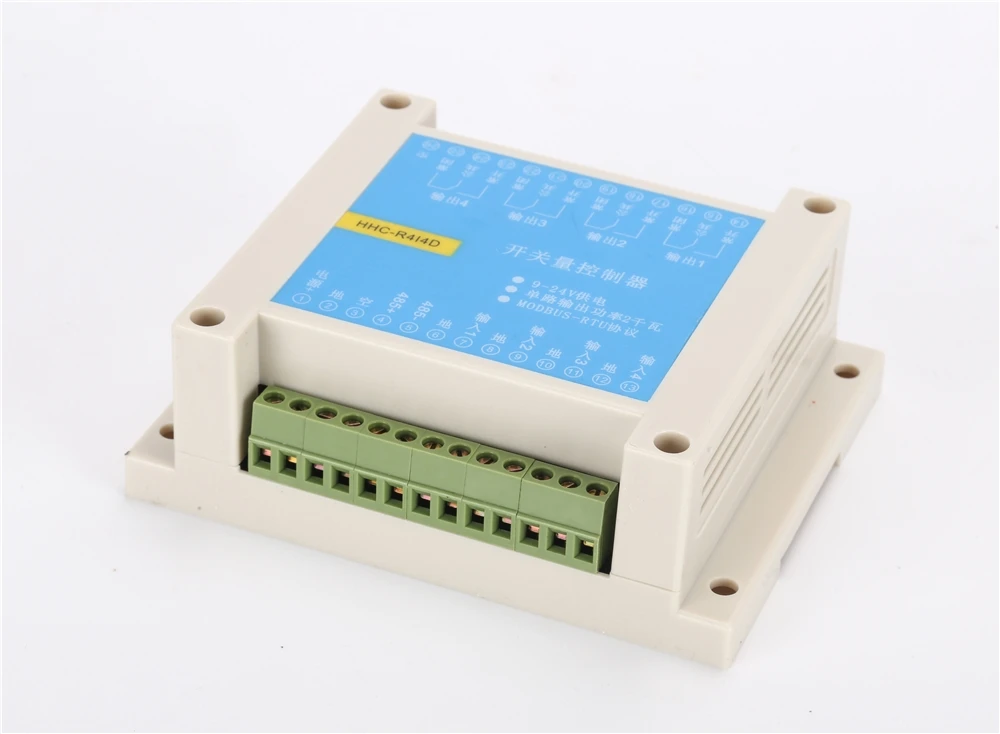 MOD-BUS RTU Protocol 4 in 4 out Control Relay Module RS485 Switch Input And Output PLC Module