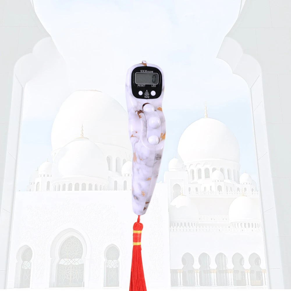 SXH5136 Factory Wholesale Marble Color Electronics Digital Tally Counter with LED Beep Sound Prayer Digital Tasbih Beads Rosary