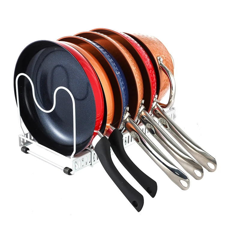 2021 Multifunctional Telescopic Kitchen Shelf Wrought Iron Pot Cover Storage Rack Multi-layer Adjustable Pot Rack